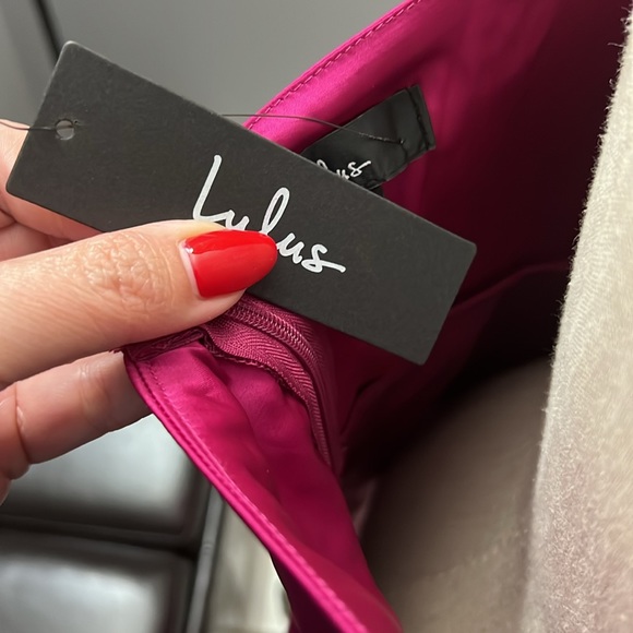 Causing Commotion Magenta Satin Cowl Asymmetrical Mini Dress - Picture 8 of 9